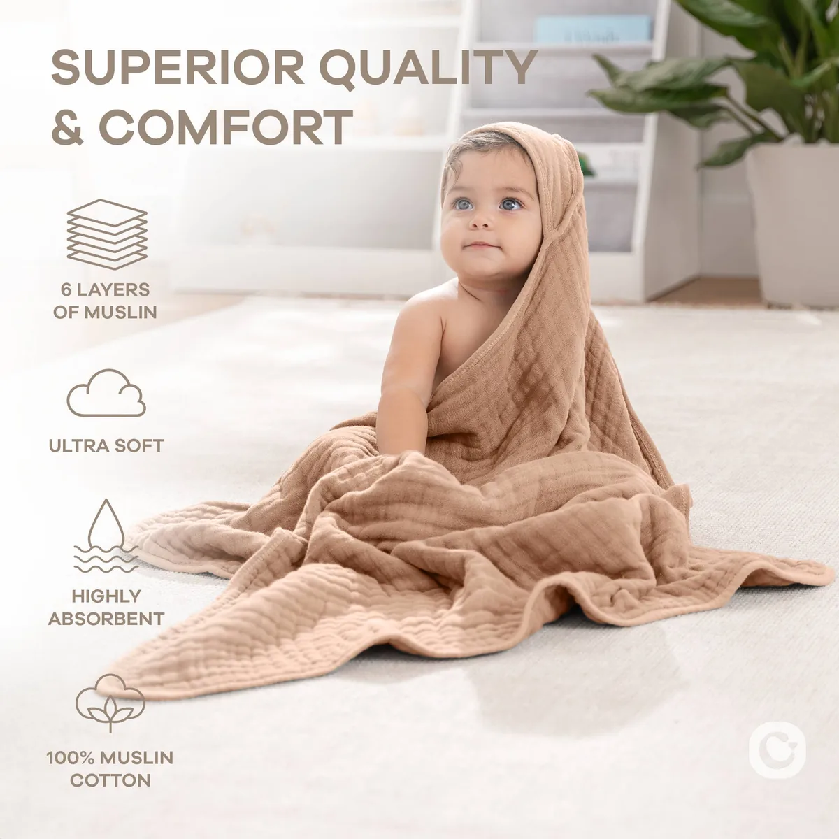 Mauvefarbenes Comfy Cubs Baby-Kapuzenbadetuch – Bild 4